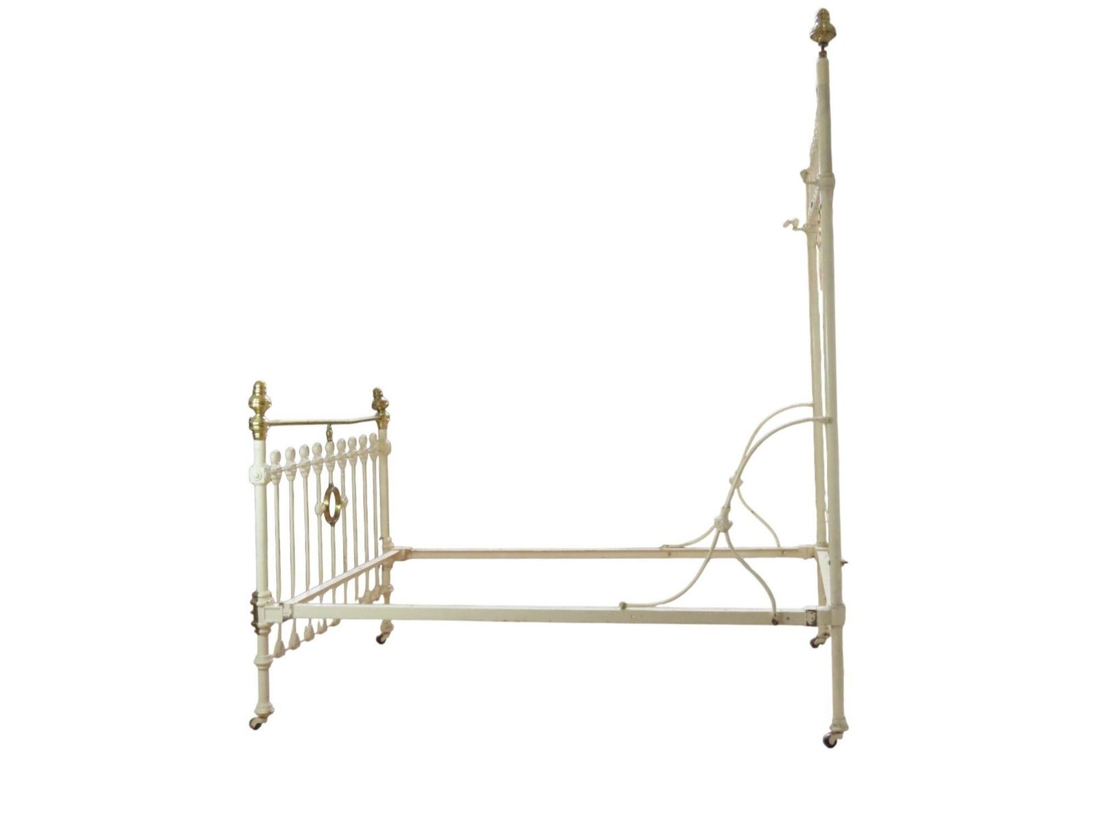 Victorian Cast Iron & Brass Half Tester Double Bed photo vinterior