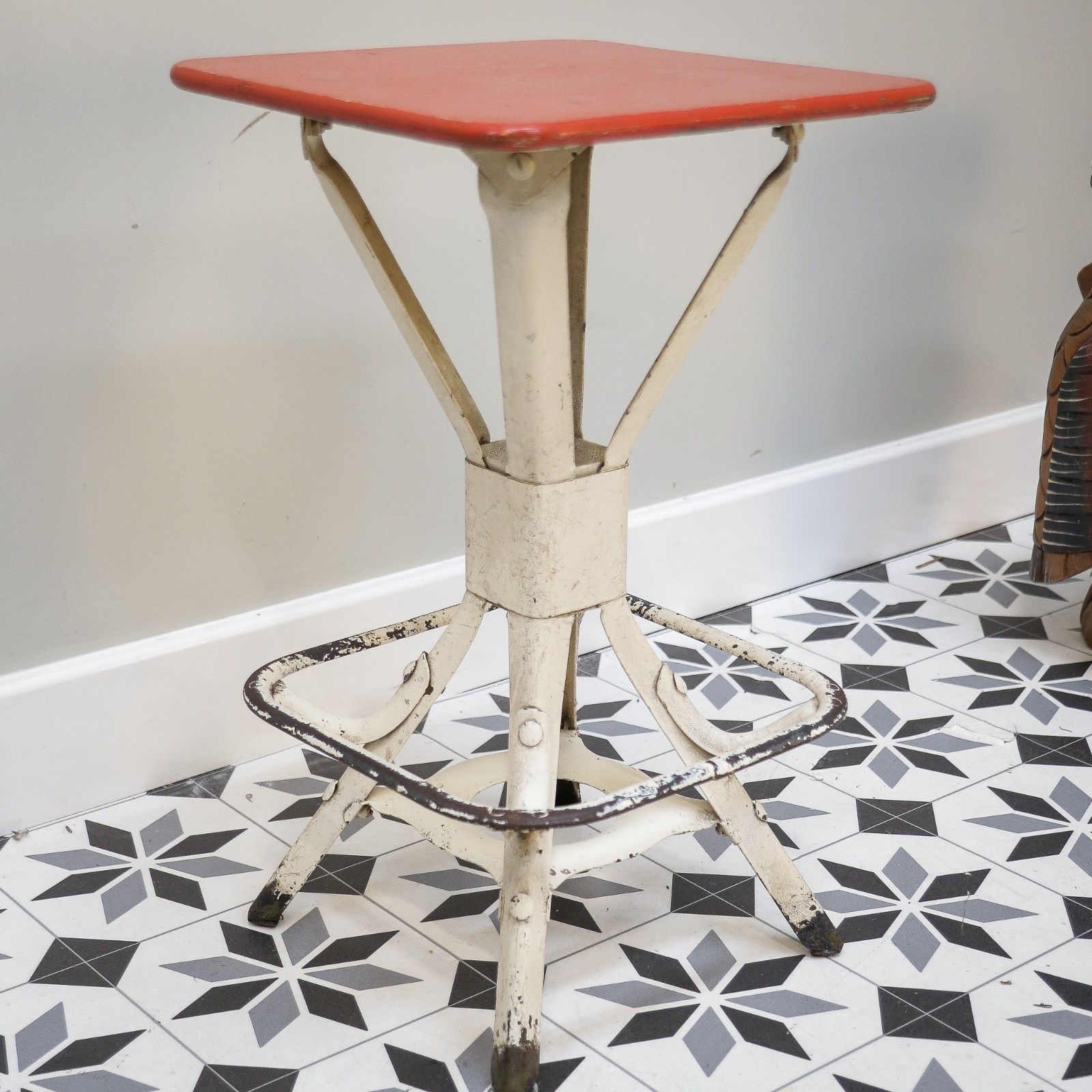 Industrial Stool By Evertaut Of Birmingham In Red And White photo buy