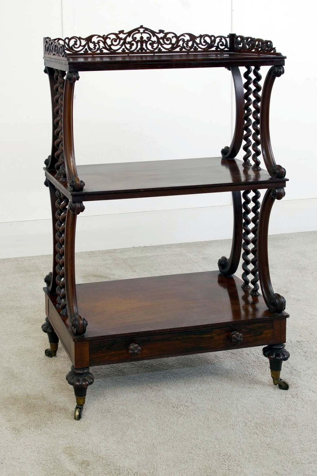 Victorian Whatnot Bookcase Mahogany Barley Twist Etagere 1880