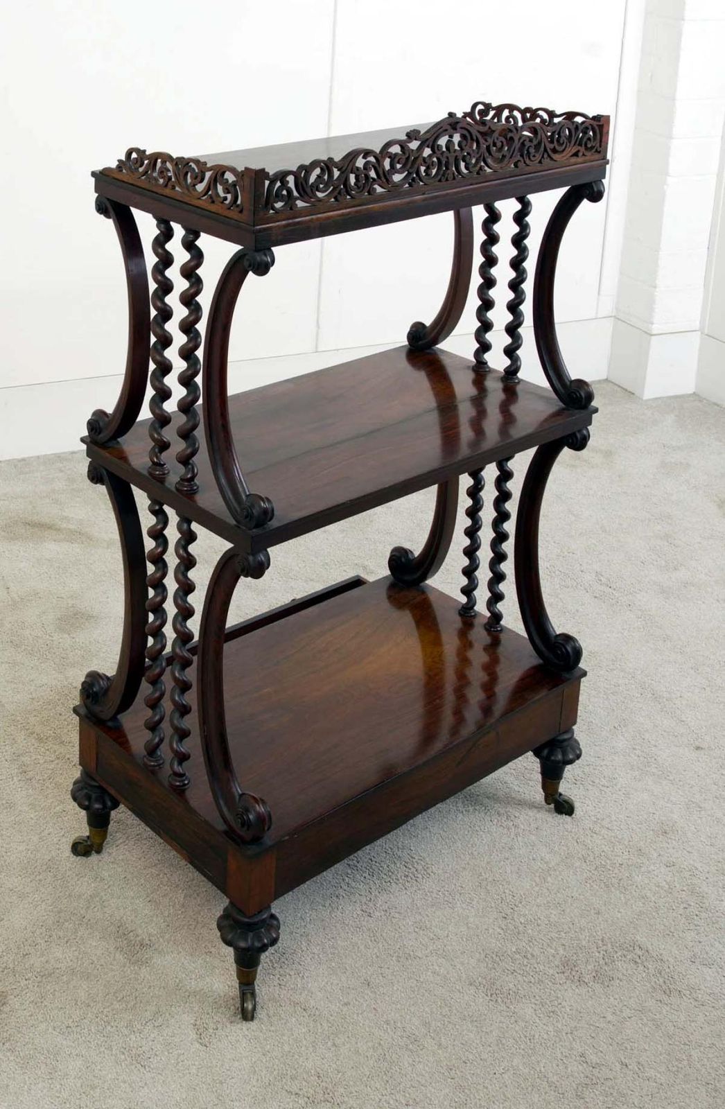 Victorian Whatnot Bookcase Mahogany Barley Twist Etagere 1880 photo Furniture