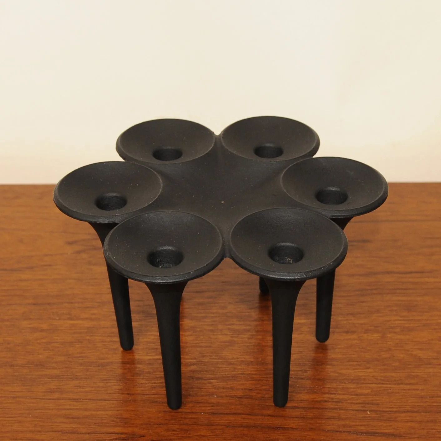Cast Iron Hornblower Candleholder By Christel & Christer Holmgren For Illums Bolighus, 1960s photo furniture