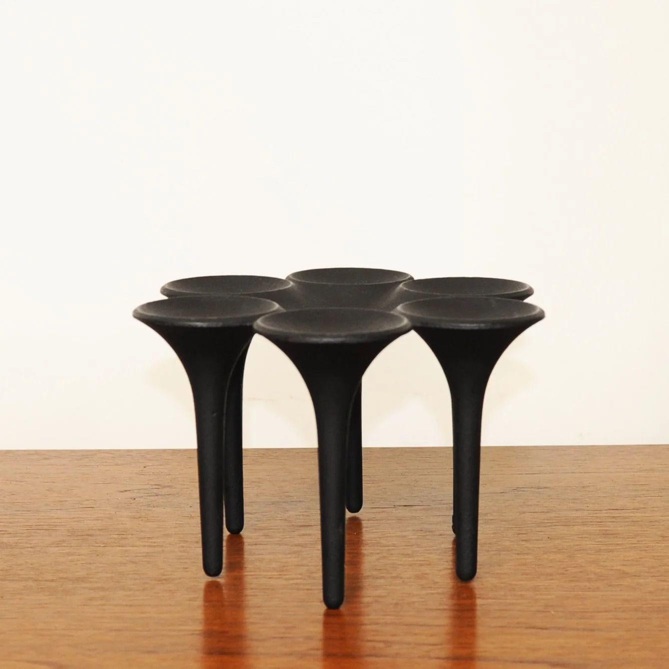 Cast Iron Hornblower Candleholder By Christel & Christer Holmgren For Illums Bolighus, 1960s photo vinterior