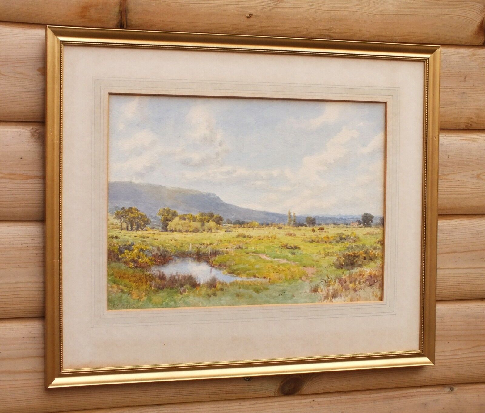 Antique Watercolor Painting, Dorset Framed Original, Signed Elliot Henry Marten photo Art