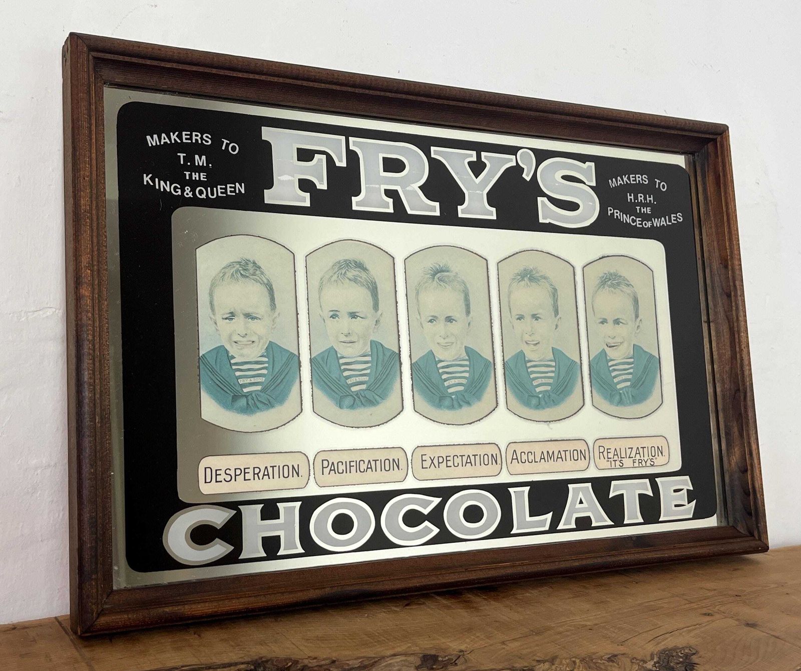 Vintage Fry's Chocolate Mirror: Five Boys Milk Chocolate Advertising