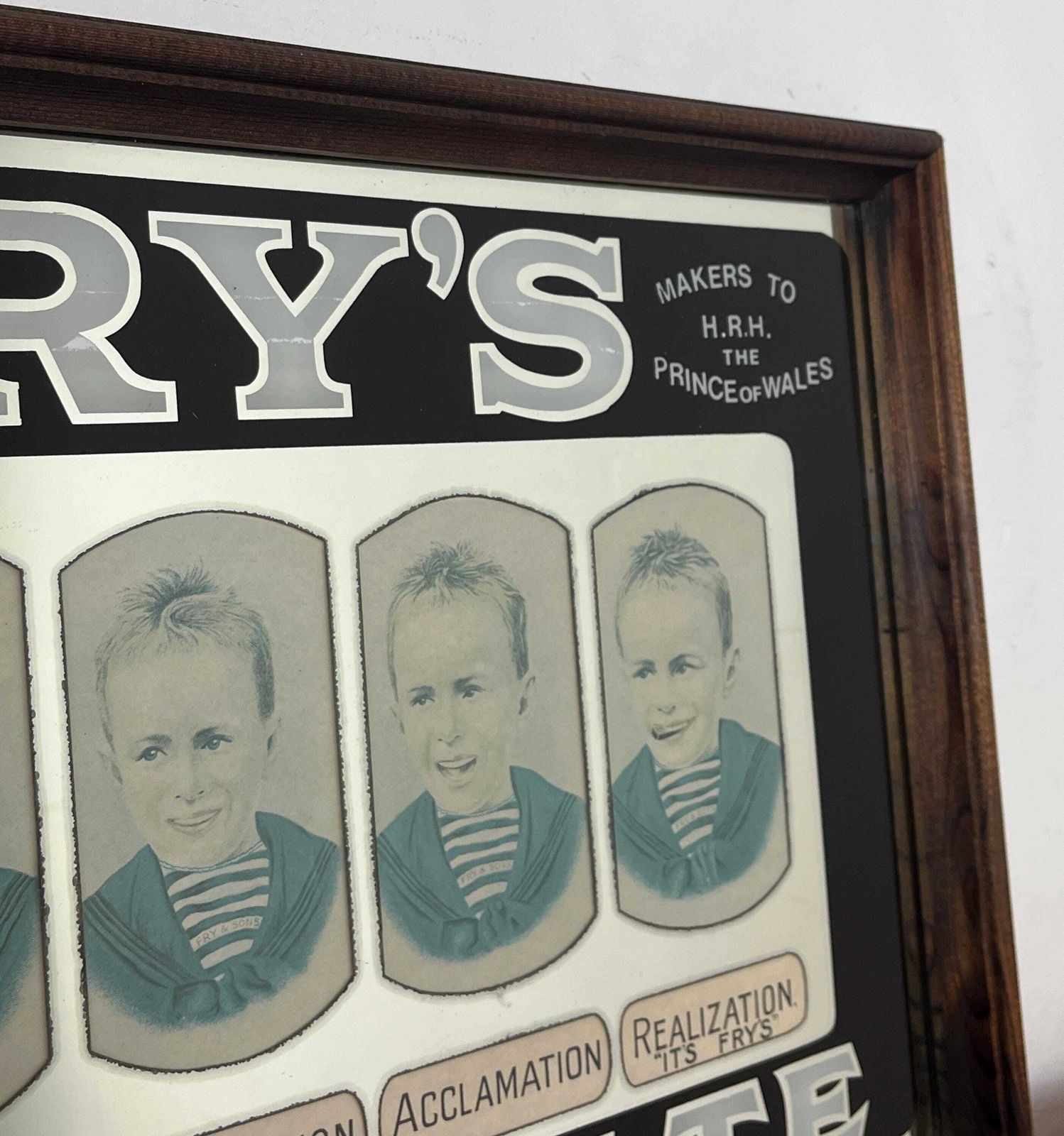 Vintage Fry's Chocolate Mirror: Five Boys Milk Chocolate Advertising photo Art
