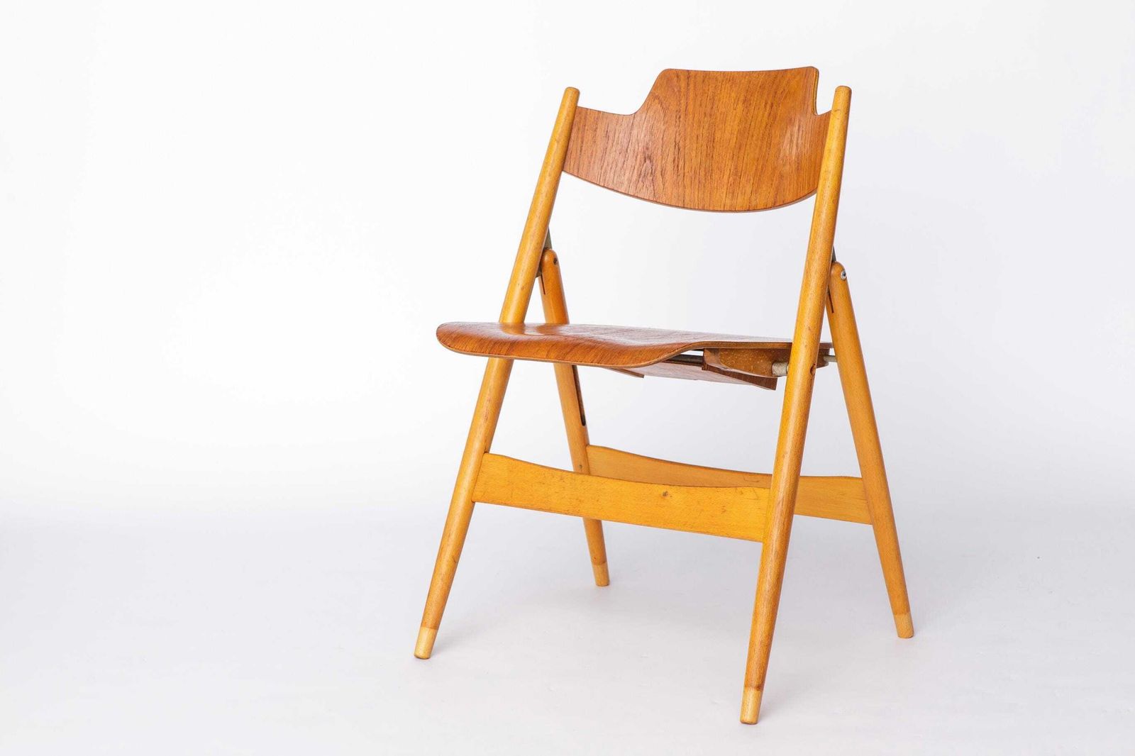 1 Of 10 Egon Eiermann Se18 Folding Chair, 1950s Wilde + Spieth, Vintage Mid Century Beech Dining Chair, German Design