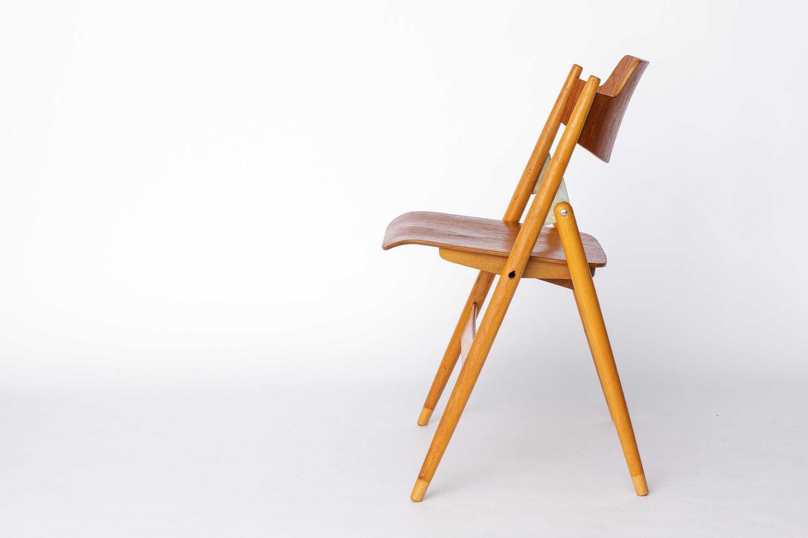 1 Of 10 Egon Eiermann Se18 Folding Chair, 1950s Wilde + Spieth, Vintage Mid Century Beech Dining Chair, German Design photo vinterior