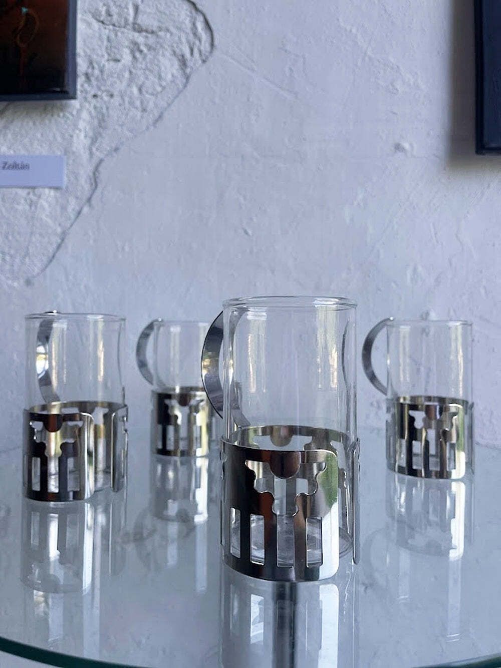 Set Of 4 Glass Cups Designed By George Sowden For Bodum 1980s