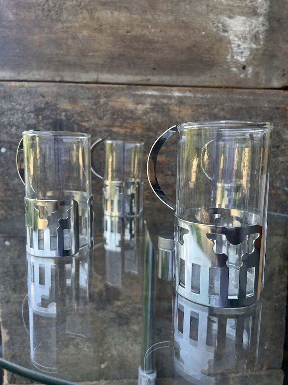 Set Of 4 Glass Cups Designed By George Sowden For Bodum 1980s photo Home Decor