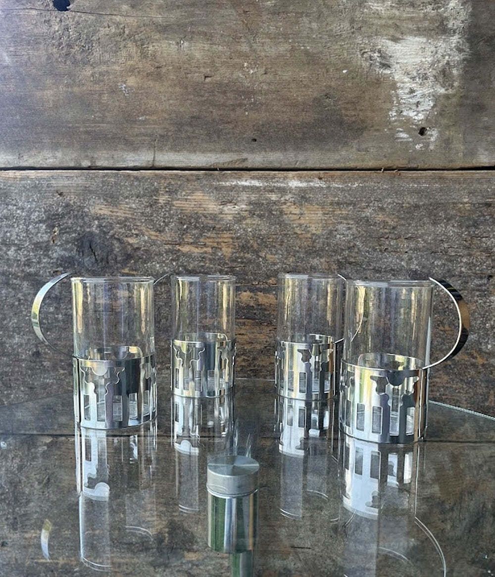 Set Of 4 Glass Cups Designed By George Sowden For Bodum 1980s photo buy