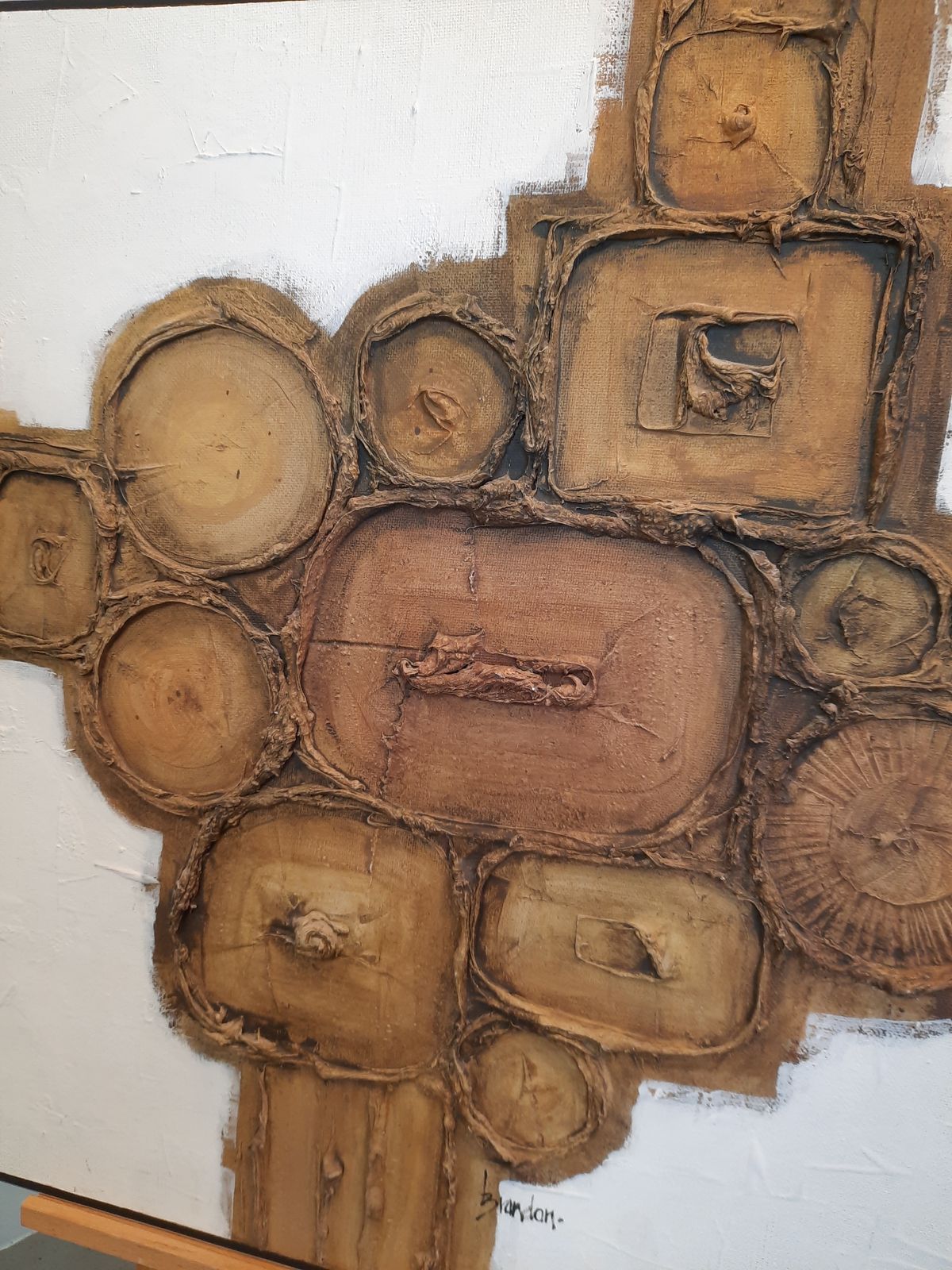 photo furniture Abstract Oil On Board By Known Artist Brandon Cross   1970s