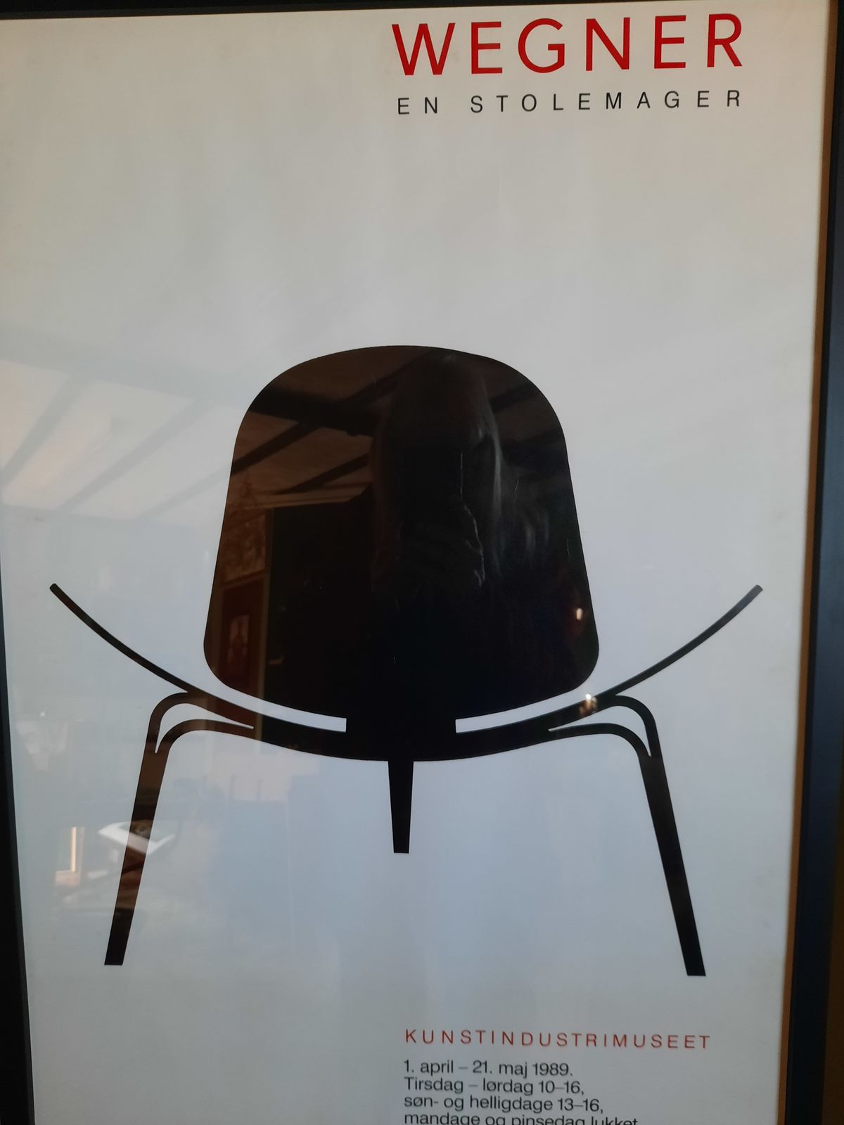 Original Poster From The Hans Wegner Exhibition  Dated 1989   Professionally Framed Behind Glass photo vintage