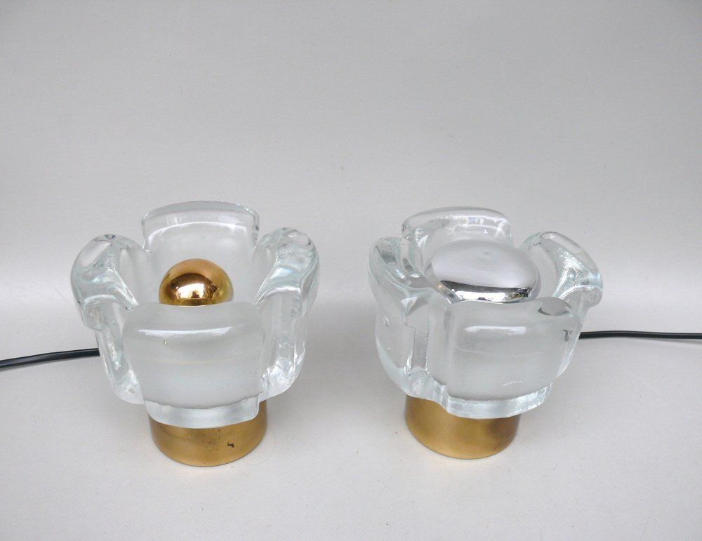 Small Glass Blossom Table Lamps From Limburg, 1970s, Set Of 2 photo 2977.0