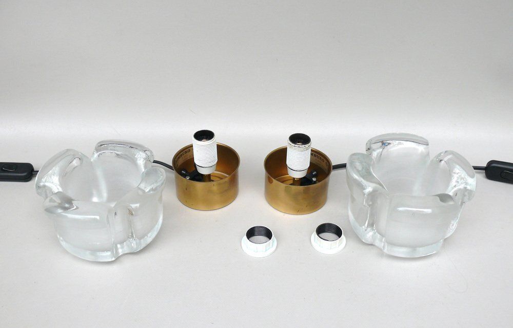 photo furniture Small Glass Blossom Table Lamps From Limburg, 1970s, Set Of 2