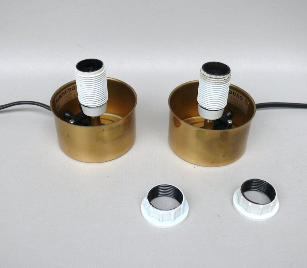 photo for sale Small Glass Blossom Table Lamps From Limburg, 1970s, Set Of 2