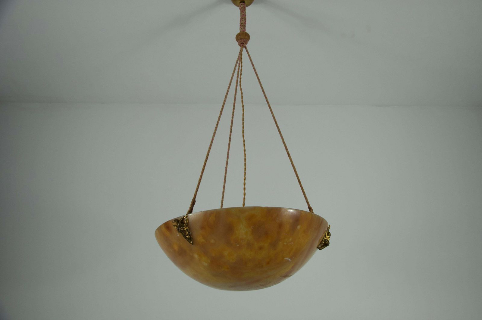 Large And Heavy Hand Carved Alabaster Ceiling Lamp, 1930s, Germany photo furniture