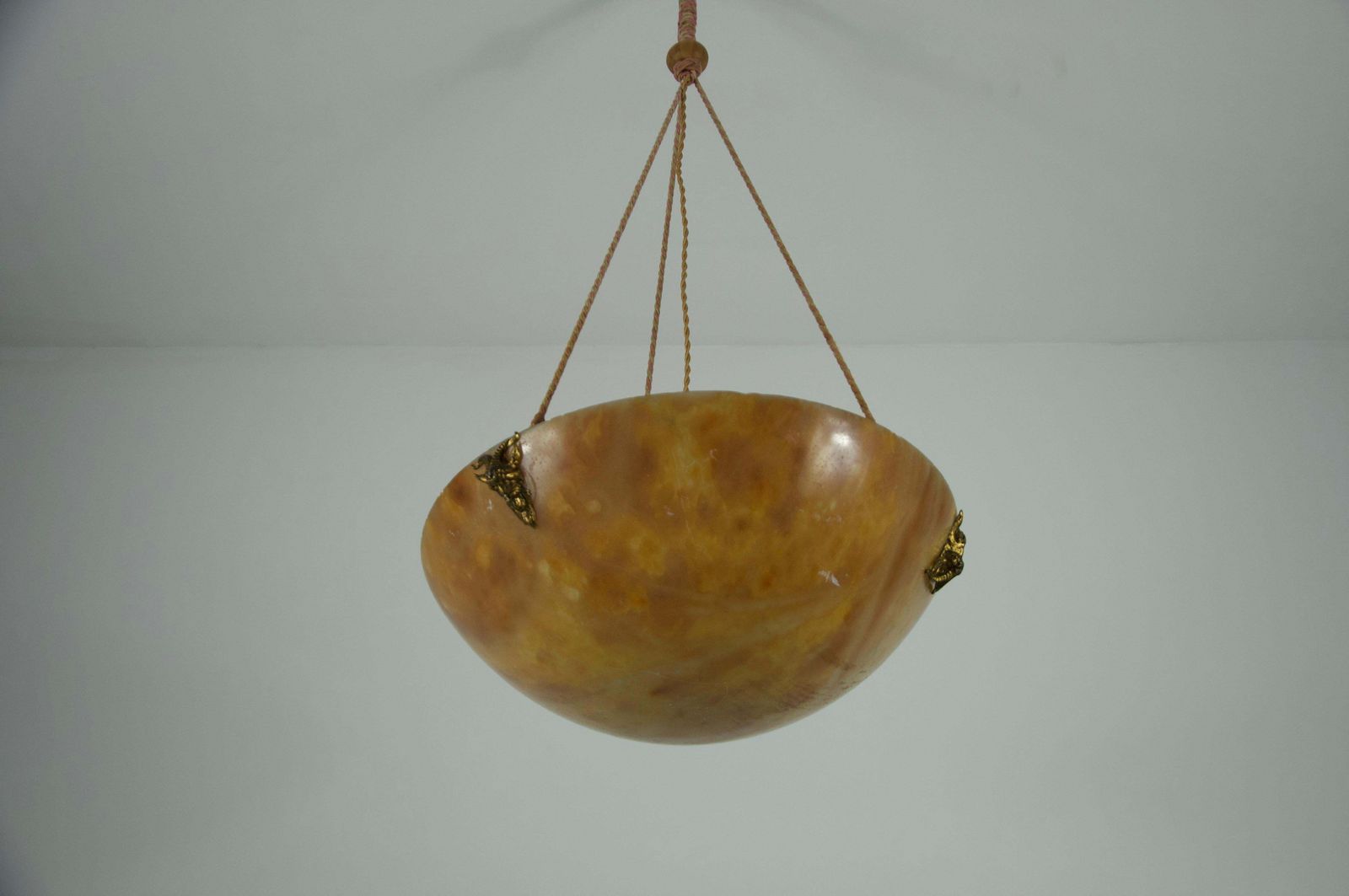 Large And Heavy Hand Carved Alabaster Ceiling Lamp, 1930s, Germany photo 2754.0