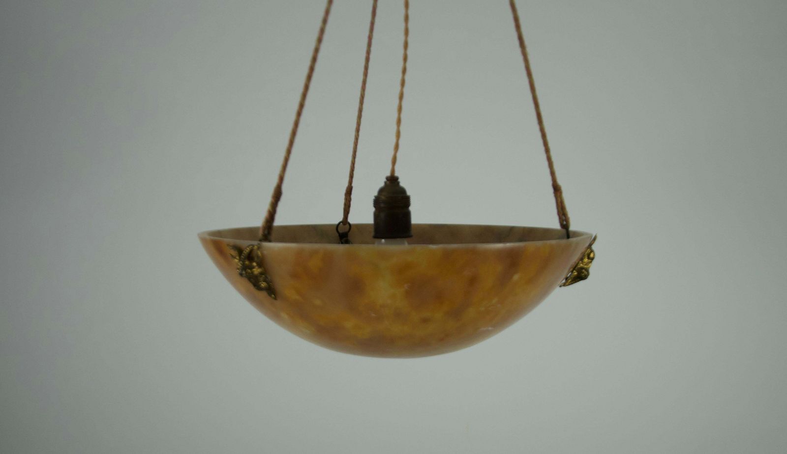 Large And Heavy Hand Carved Alabaster Ceiling Lamp, 1930s, Germany photo buy