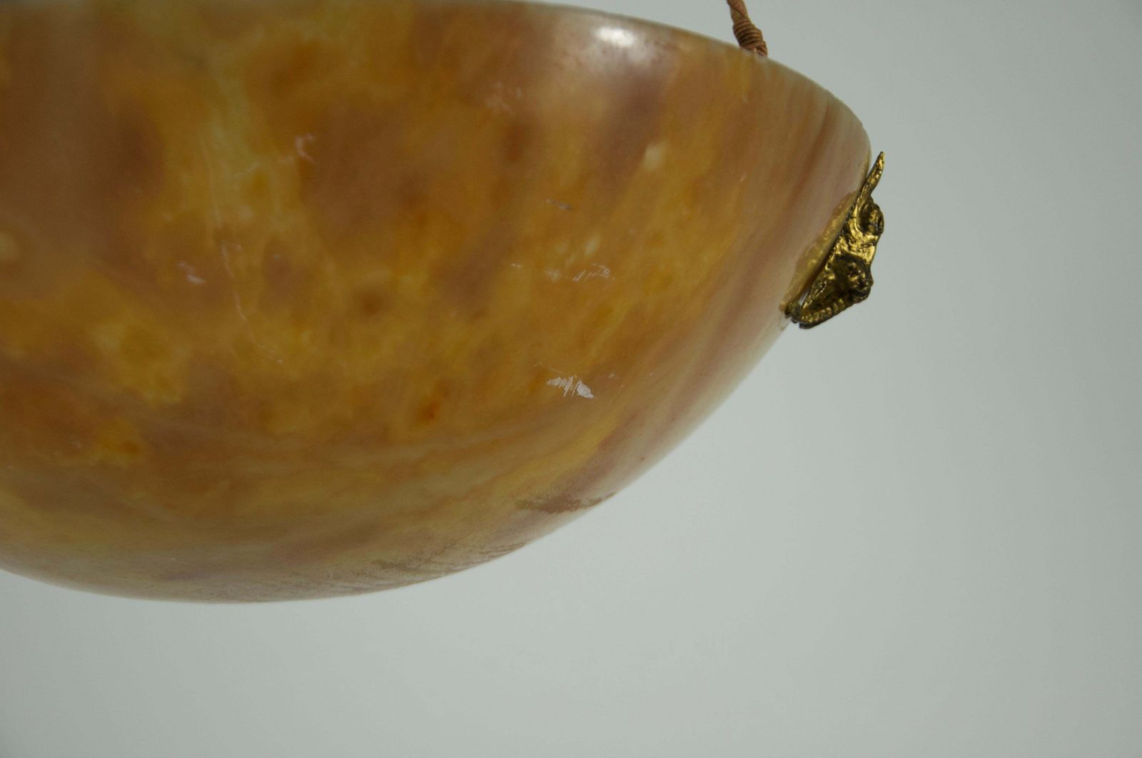 Large And Heavy Hand Carved Alabaster Ceiling Lamp, 1930s, Germany photo vintage
