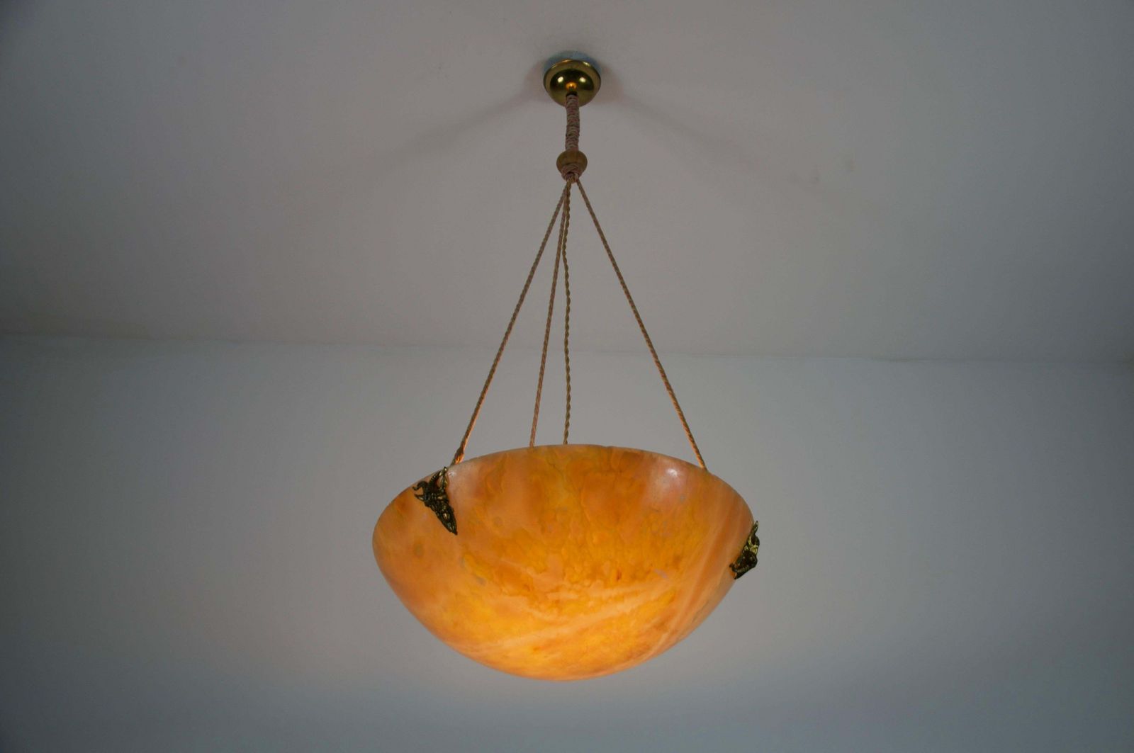 photo buy Large And Heavy Hand Carved Alabaster Ceiling Lamp, 1930s, Germany