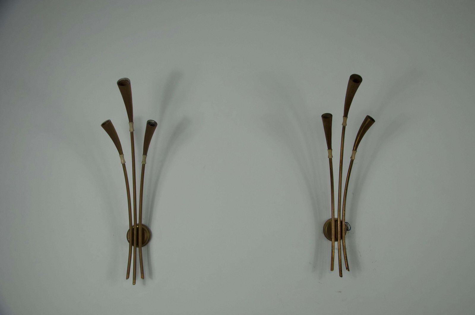 Pair Of Brass Wall Lamps By Oscar Torlasco, Italy, 1960s photo furniture