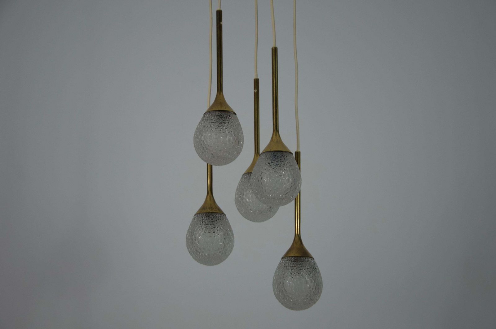 photo furniture Mid Century Brass And Glass Cascade Pendant Lamp, Germany, 1960s
