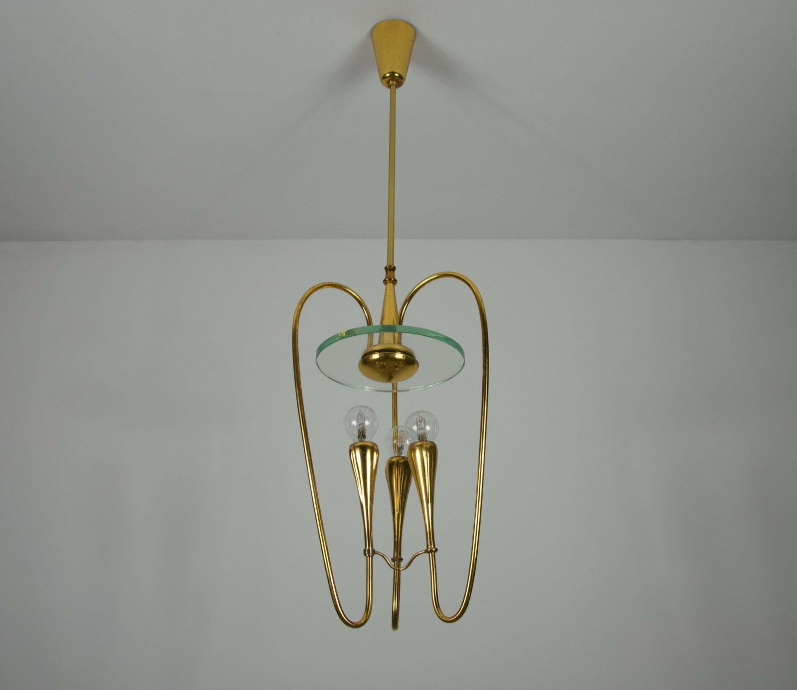 Gilded Brass Chandelier Attr. To Pietro Chiesa For Fontana Arte, 1950s, Italy photo furniture