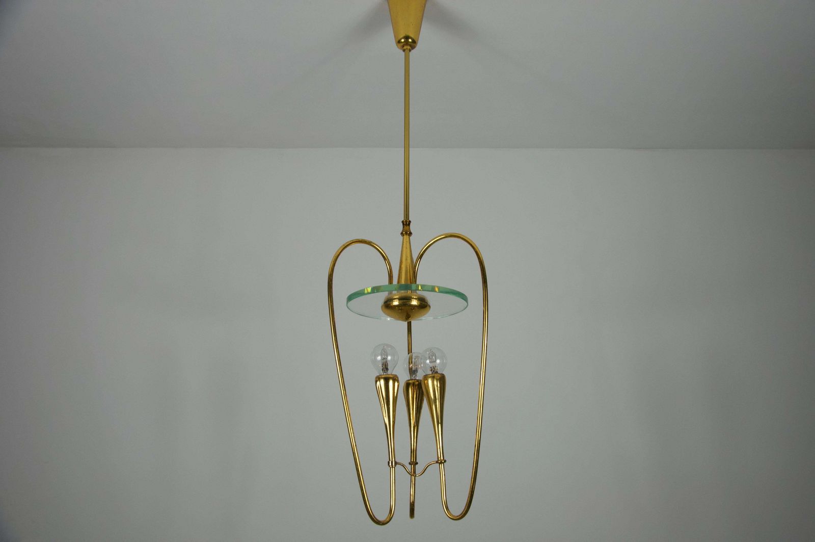 Gilded Brass Chandelier Attr. To Pietro Chiesa For Fontana Arte, 1950s, Italy photo 2667.0