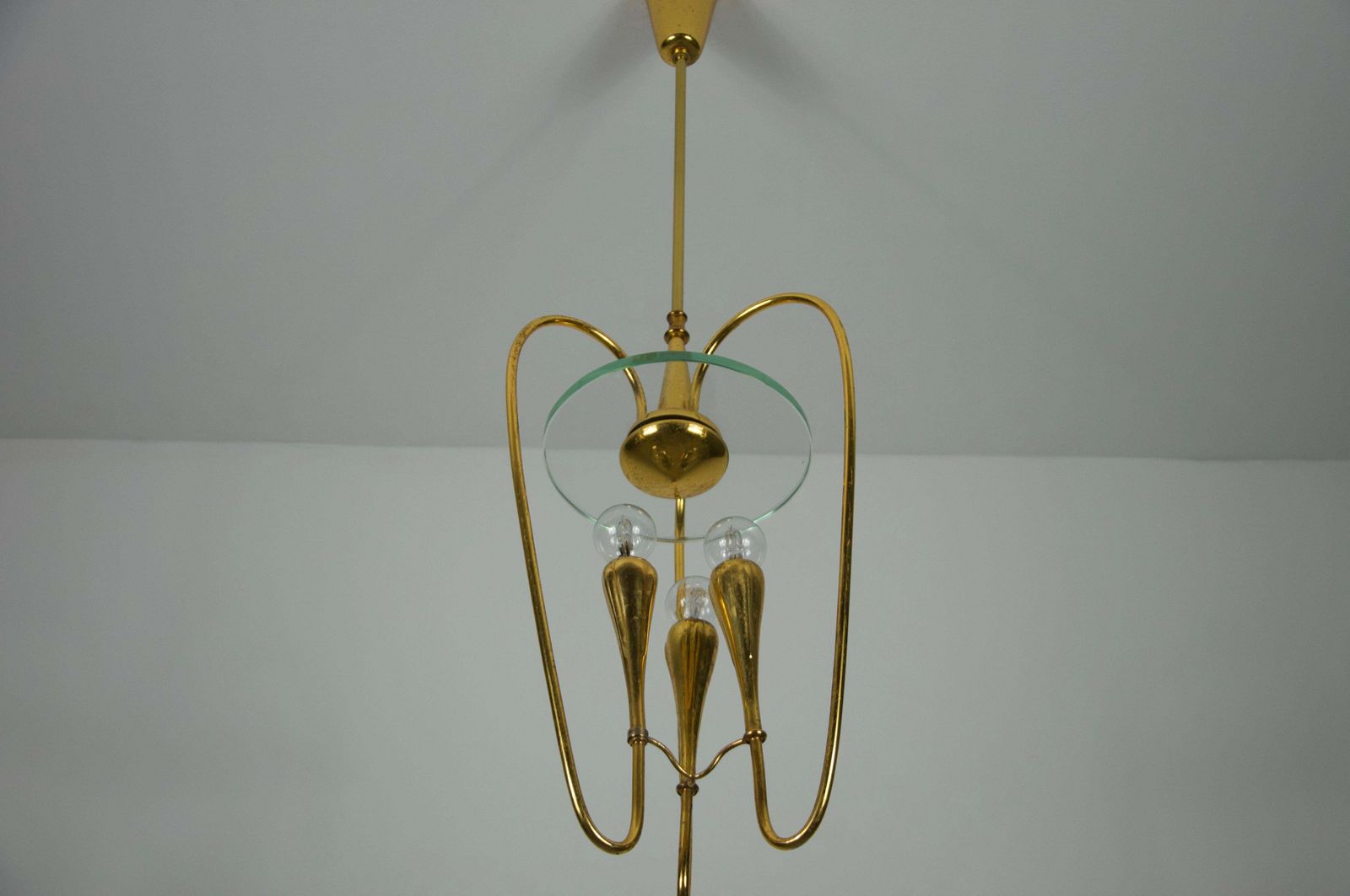 2667.0 Gilded Brass Chandelier Attr. To Pietro Chiesa For Fontana Arte, 1950s, Italy photo