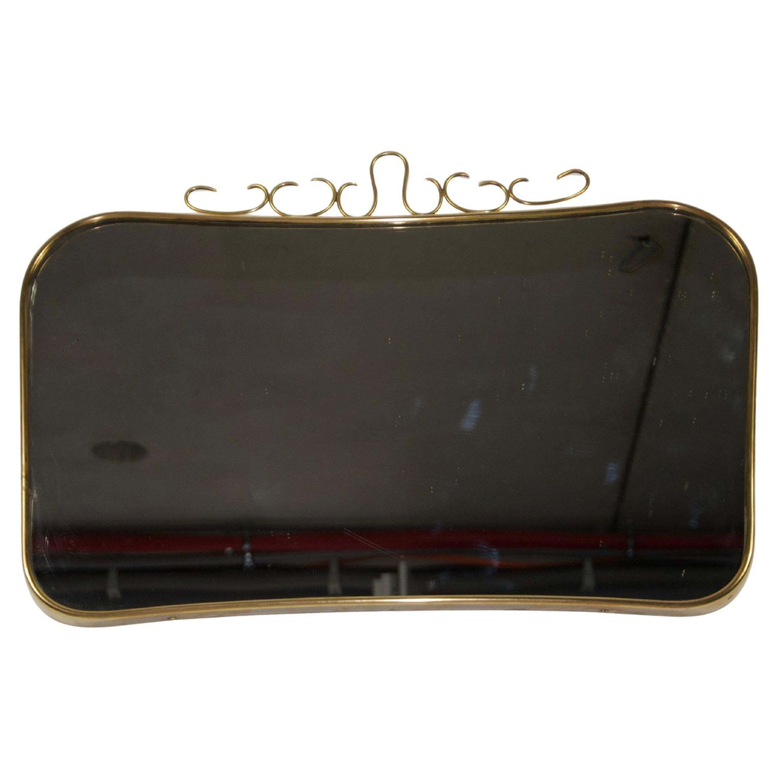 Italian Brass Framed Wall Mirror Attr. To Gio Ponti, 1960s, Italy photo furniture