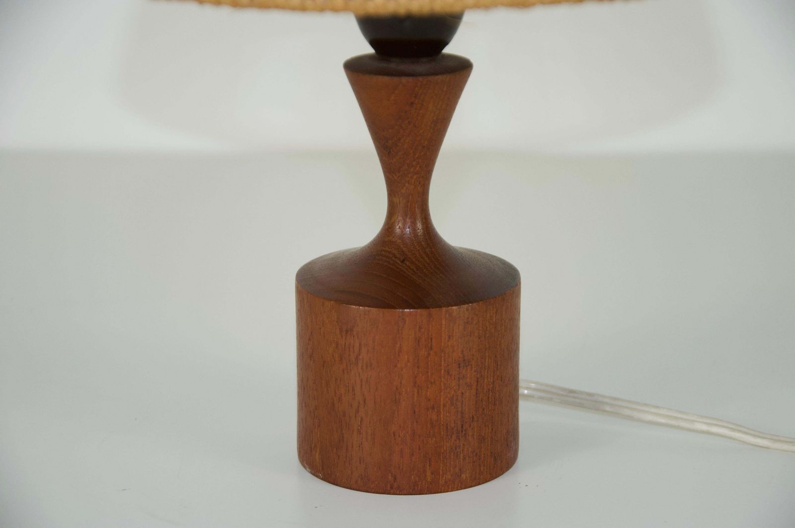 Midcentury Teak And Sisal Table Lamp By Temde, Circa 1970 photo vinterior