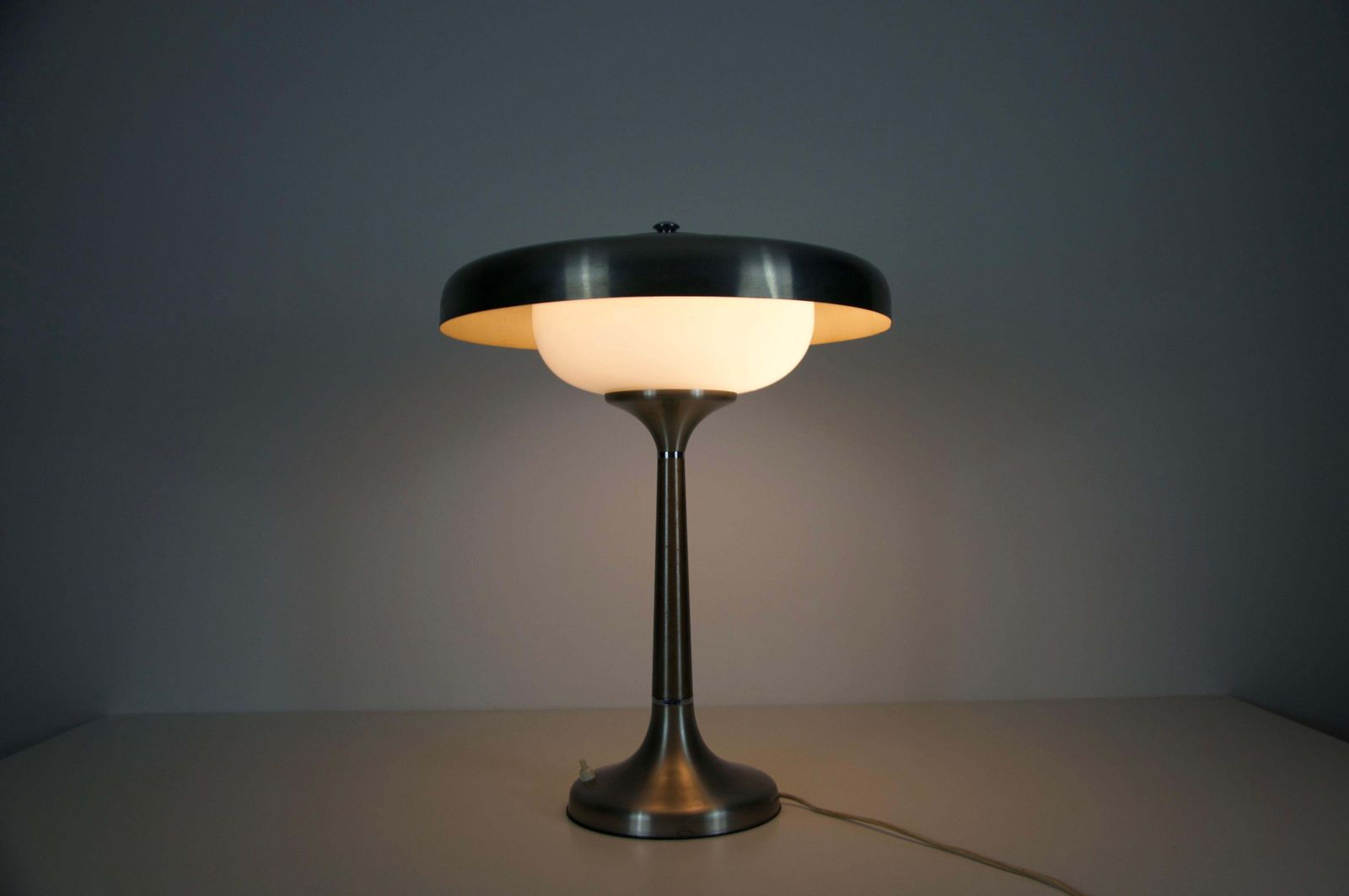 Lighting Mid Century Italian Metal And Glass Table Lamp, 1960s photo