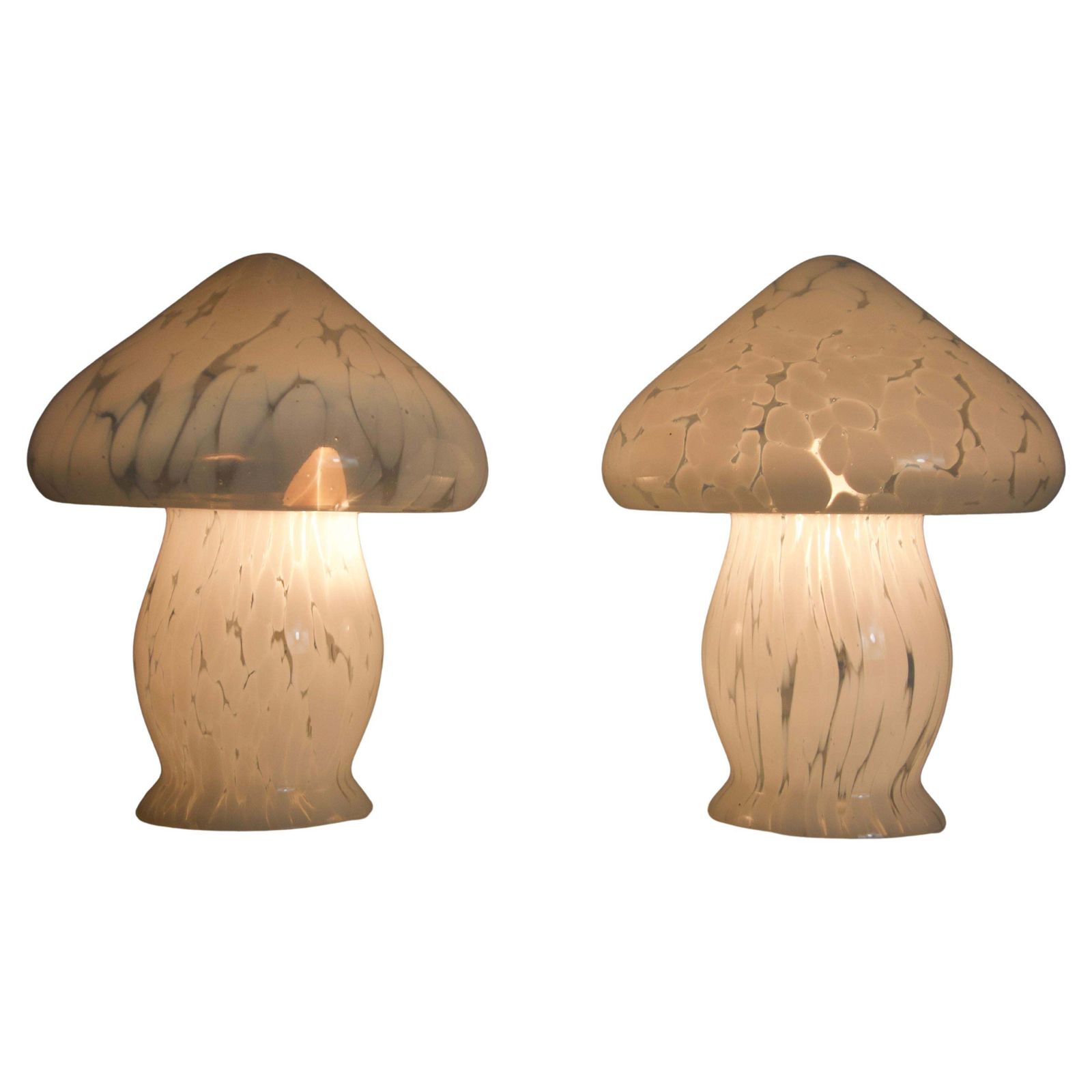 Pair Of Glass Mushroom Table Lamps By Limburg, Germany, 1970s