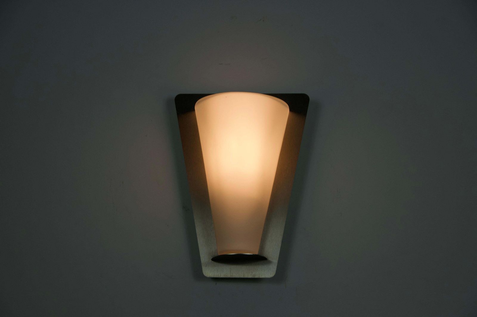 Metal And Opaline Glass Wall Lamp By Glashütte Limburg, 1960s photo Lighting