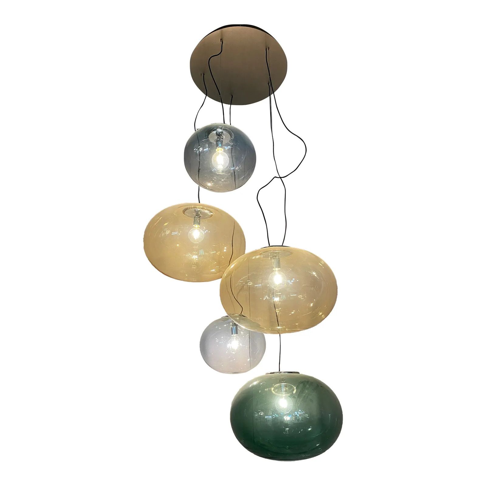 Italian Murano Style Glass Sputnik Chandelier Flush Mount With Big Spheres Multicolors