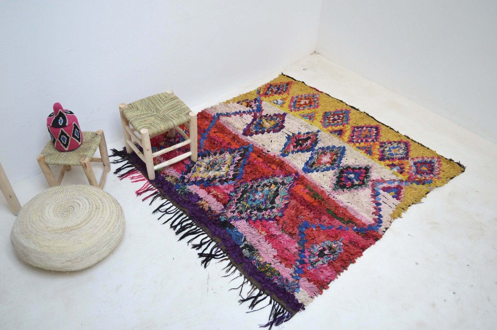 Vintage Boucherouite Rug, Mid 20th Century photo vintage