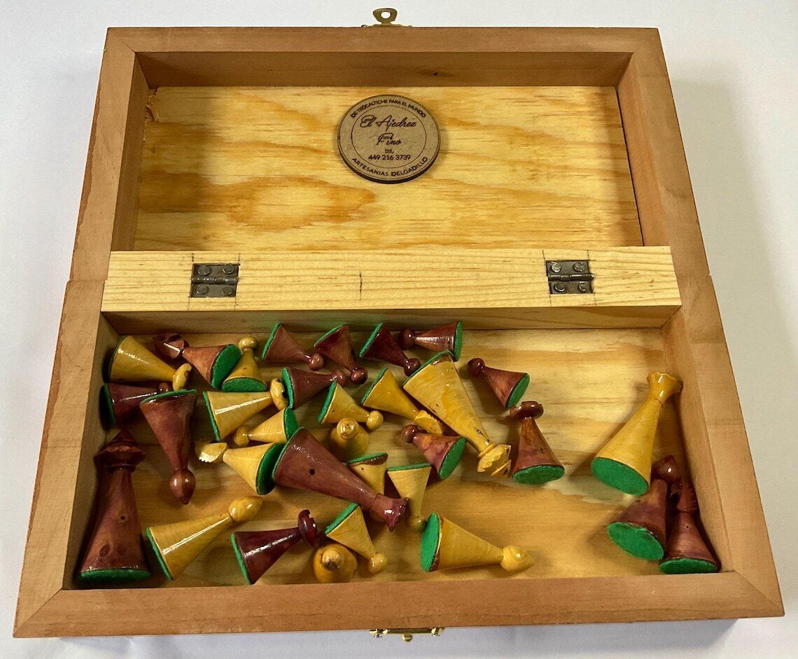 Artisan Made Wooden Chess Set From Mexico photo for sale