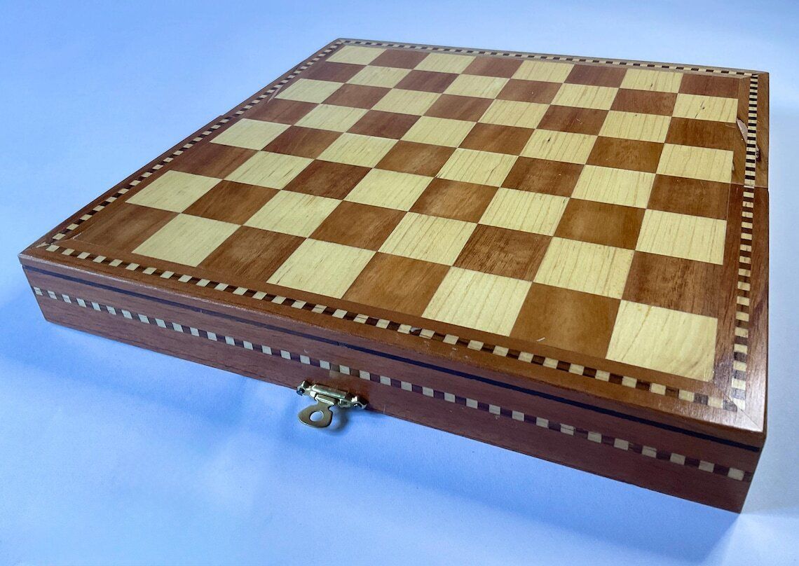 Artisan Made Wooden Chess Set From Mexico photo vintage