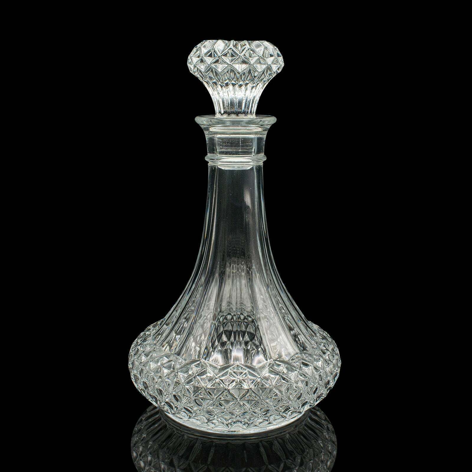 Vintage Crystal Wine Decanter, English, Cut Glass, Spirit Vessel, Mid Century photo Home Decor