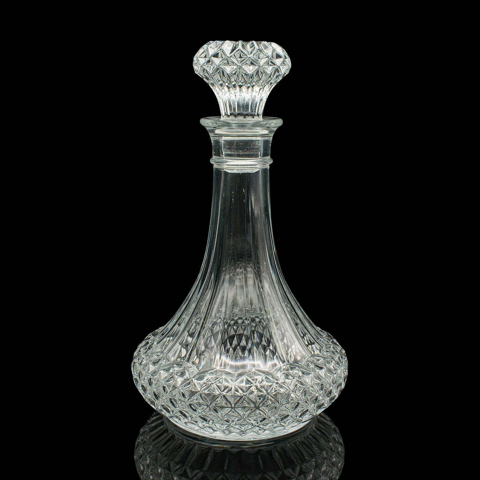 Vintage Crystal Wine Decanter, English, Cut Glass, Spirit Vessel, Mid Century photo 325.0
