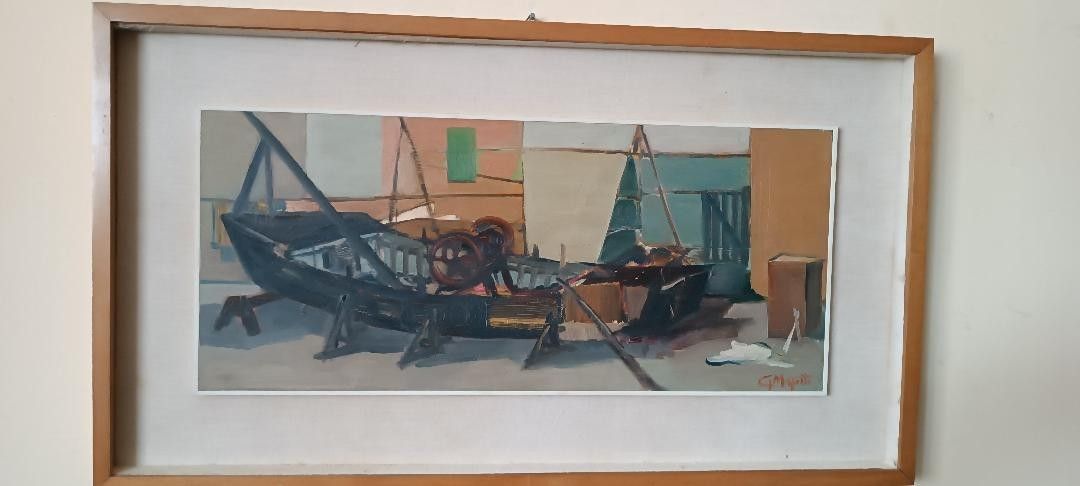 Marine Painting Oil On Board Signed 1950s\60s photo for sale