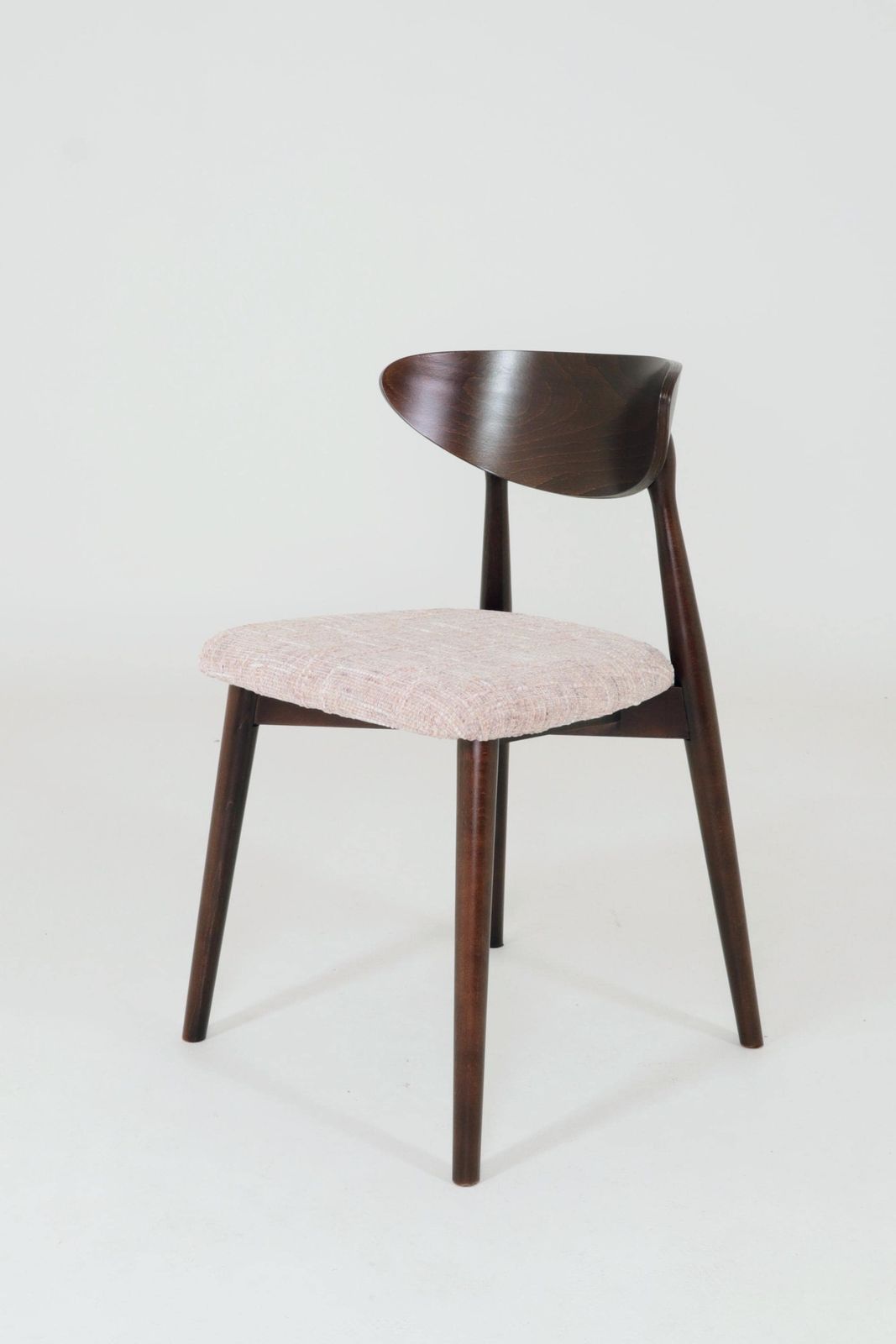 Subltle Pink Set Of 6 Scandinavian Design Dining Chairs, Dark Walnut Color Wood photo for sale