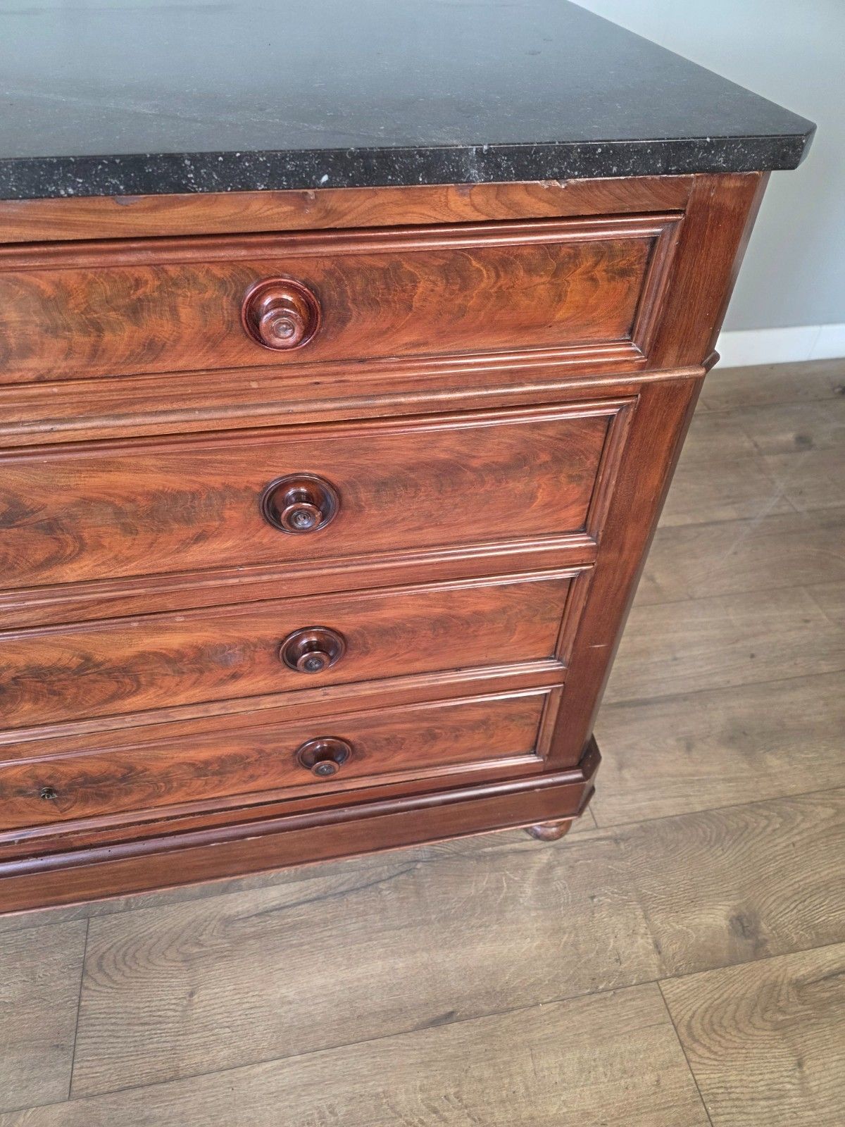 French Mahogany Victorian Marble Top Chest Of Drawers photo vintage