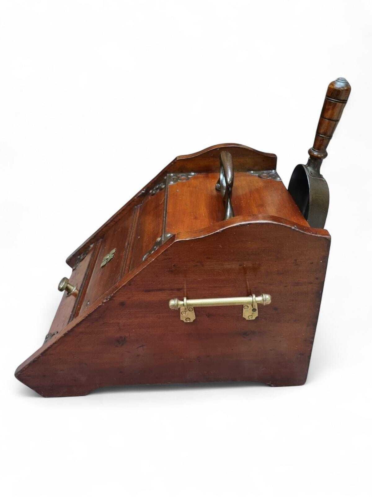 Antique Victorian Wooden Coal Scuttle / Original Liner And Shovel / C.1880 / Free Delivery photo buy