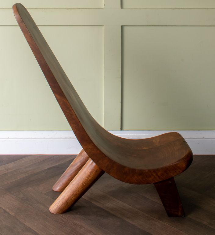 Carved West African Tribal Lobi Chair photo vinterior