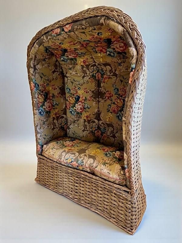 Vintage Wicker Porters Chair Upholstered In Mulberry Rococo Linen photo furniture