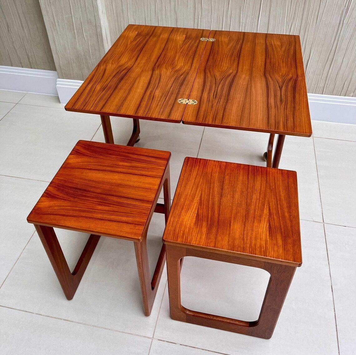 McIntosh Metamorphic Teak Nest Of 3 Tables – Mid Century Extending Coffee Table With Fold Out Top (C.1960s, Scotland) photo buy