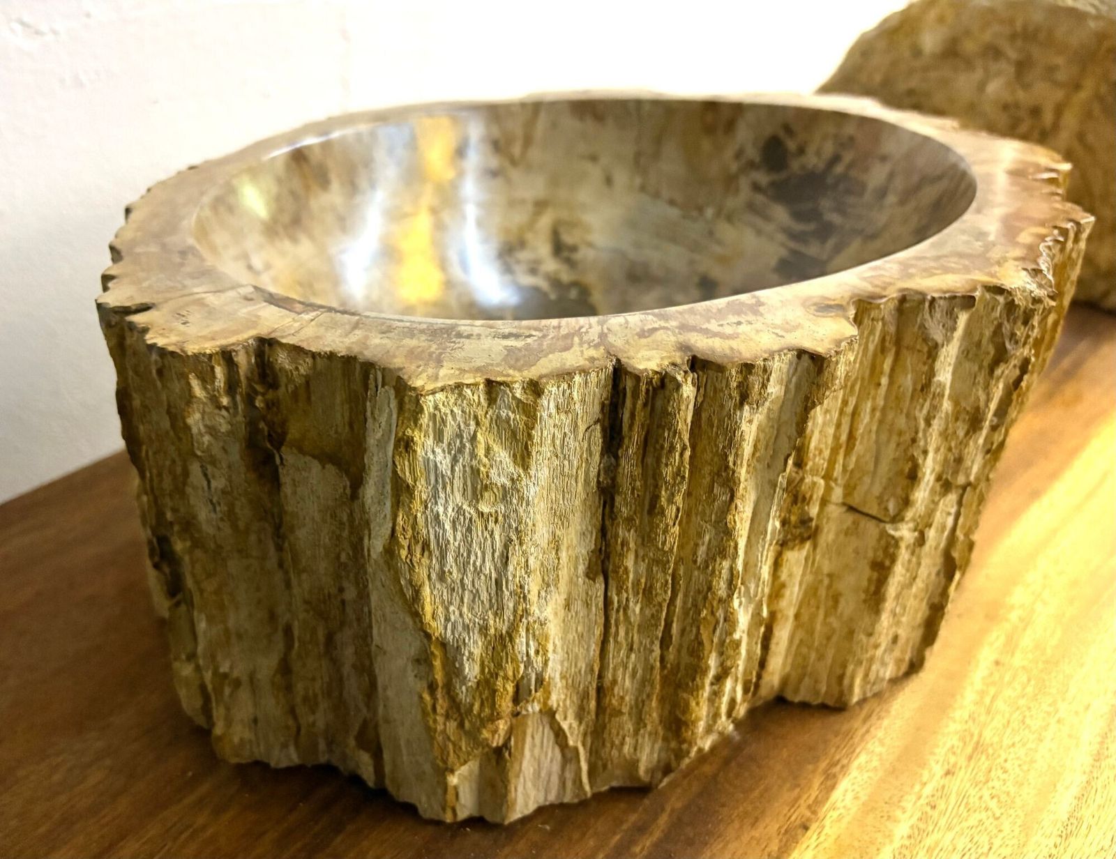 Petrified Wood Sink, Modern Organic   Grey/ Brown/ Beige   Polished, Idn 2025 photo for sale