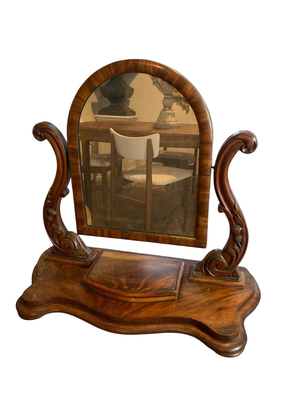 Victorian Mahogany Dressing Swing Mirror Carved Scottish Thistle Carving Late 19 Century