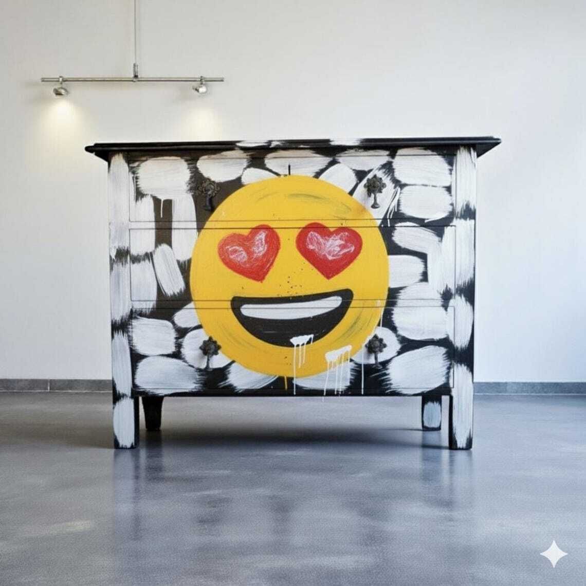 Custom Order Hand Painted Cabinet  Bespoke Street Art Graffiti Sideboard  Pop Art Credenza  Unique Modern Furniture